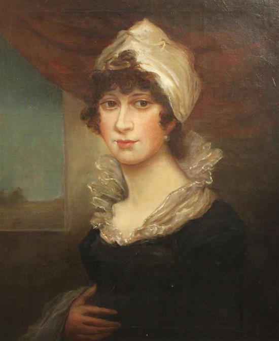 Early 19th century English School Portrait of a lady, 23.5 x 20in.